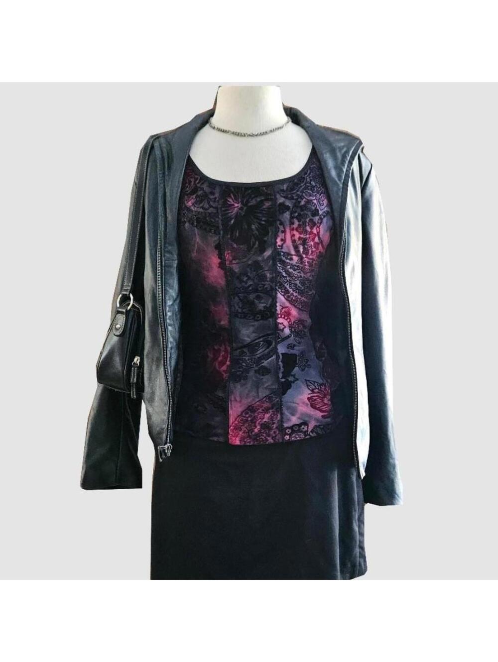Y2K VTG Sami Jo Pink & Purple Corset Style top Large